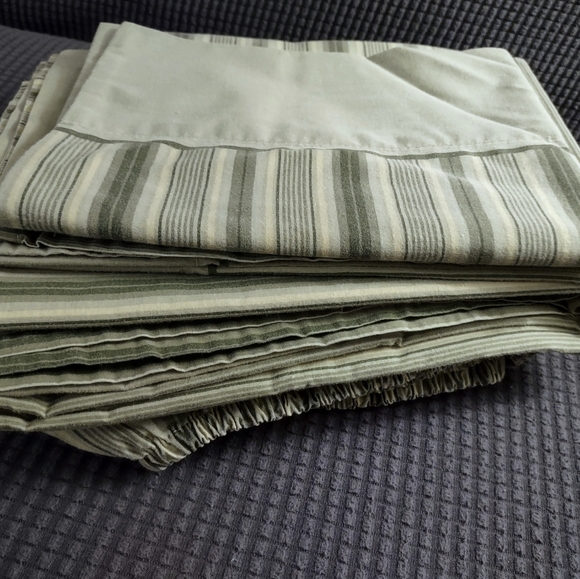 SOLD Vintage Striped Twin Sheet 3 Pc Set - Cotton Blend 12" Deep Pockets NwoT - Picture 4 of 5